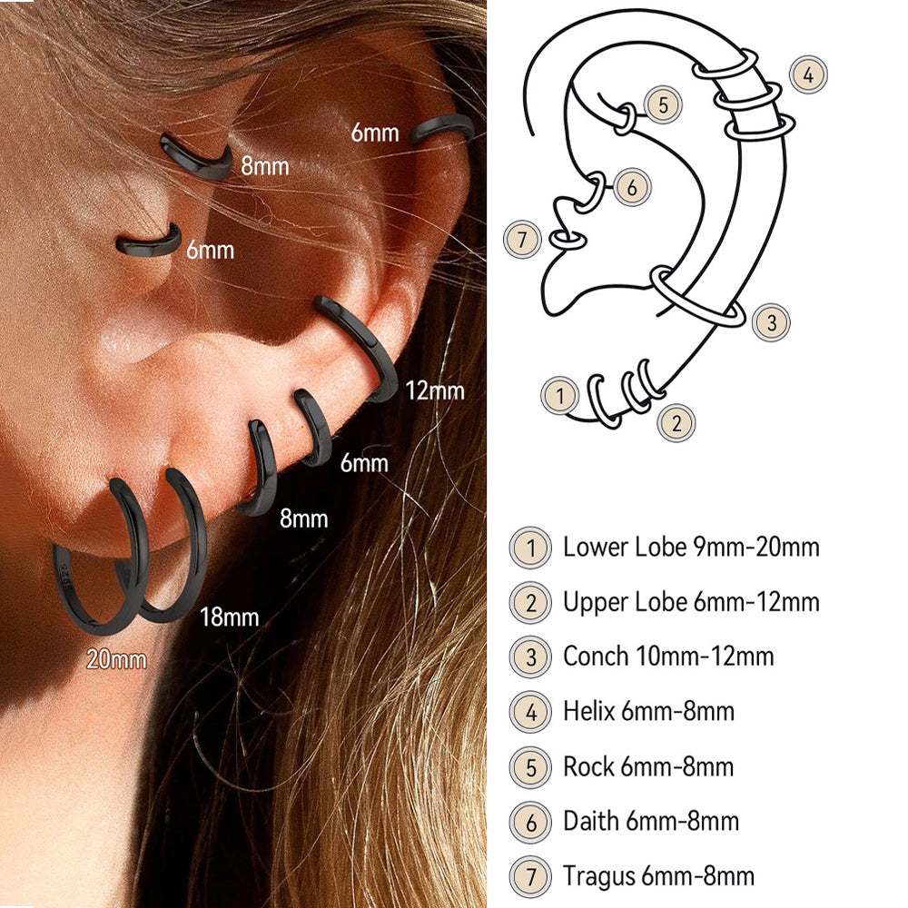 Classic Sterling Silver Huggie Hoop Earrings for Men Women