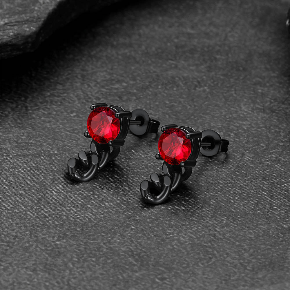red cz chain earrings with red gemstones