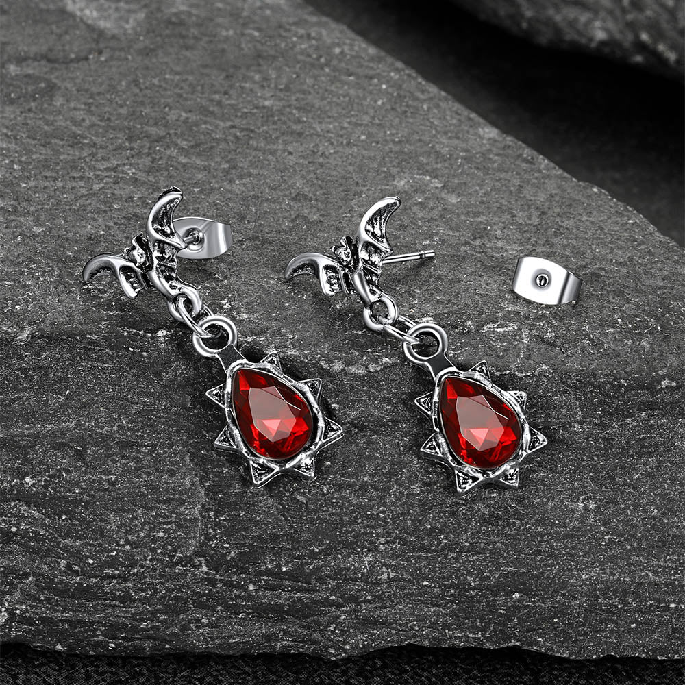 Gothic Cubic Zirconia Bat Drop Earrings