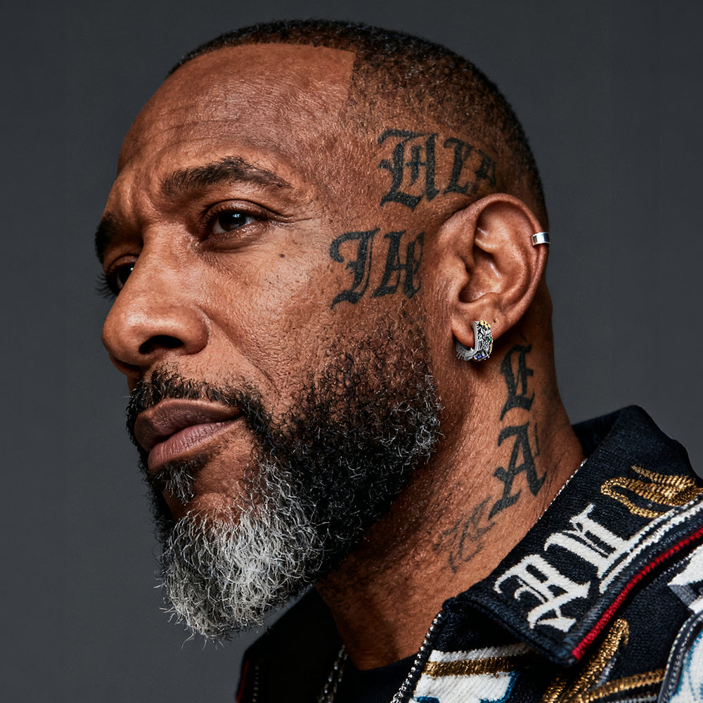 Men Wearing Punk Graffiti Joker Eagle Shield Star Square Earrings with Crystals