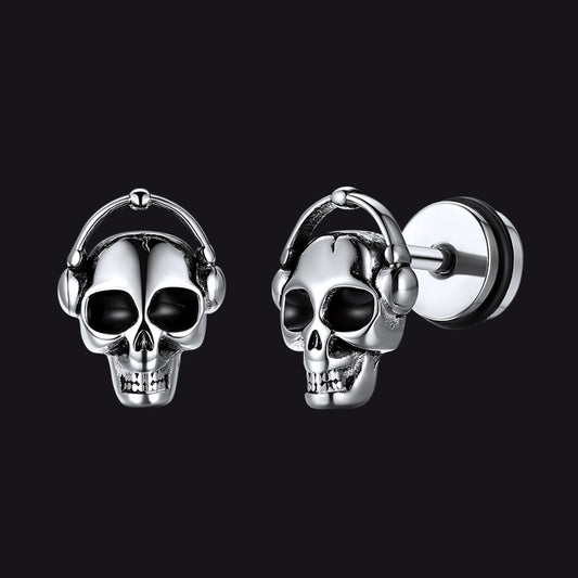 Halloween Gothic Skull Stud Earrings for Men Punk Stainless Steel Jewelryimg