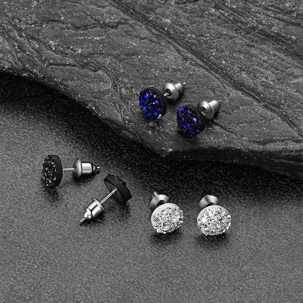 unisex diamond stud earrings black white blue design