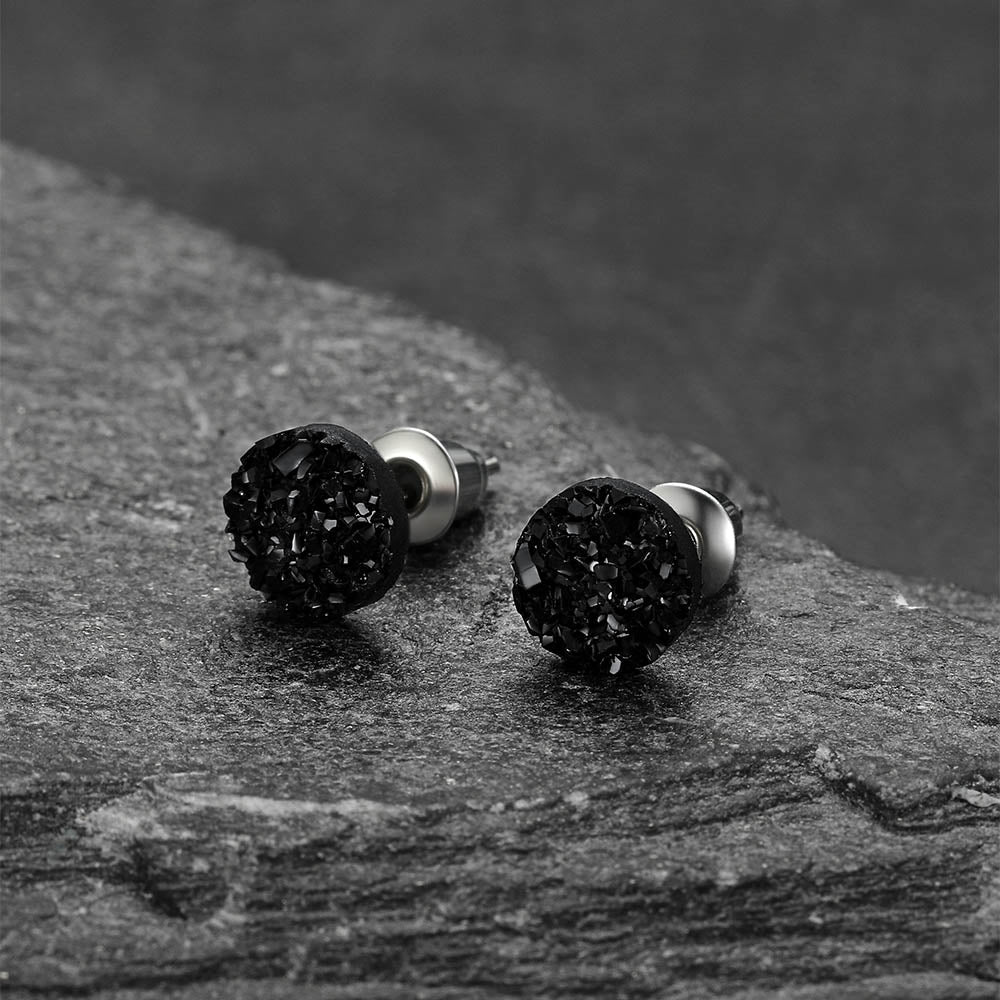 sterling silver diamond earrings for men with black stones