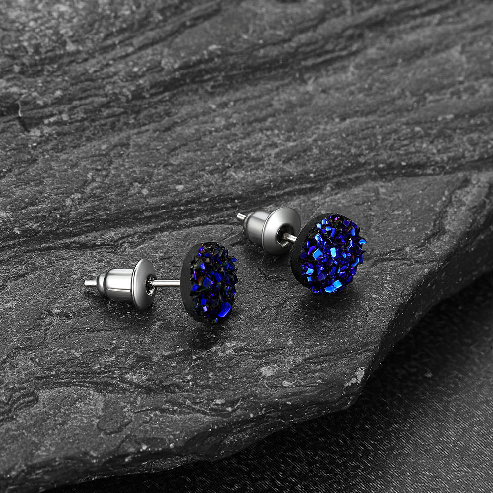 sterling silver diamond earrings for men with blue stones