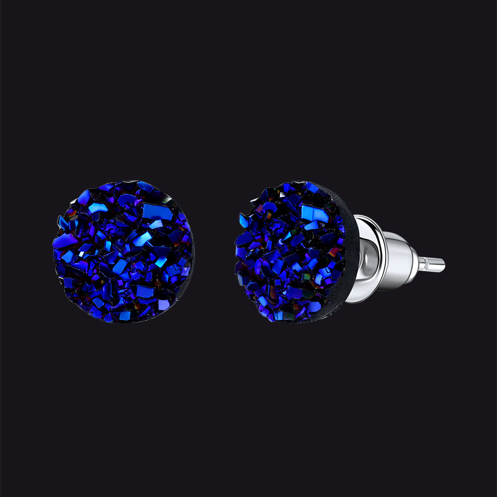 blue diamond sterling silver earrings unisex jewelry