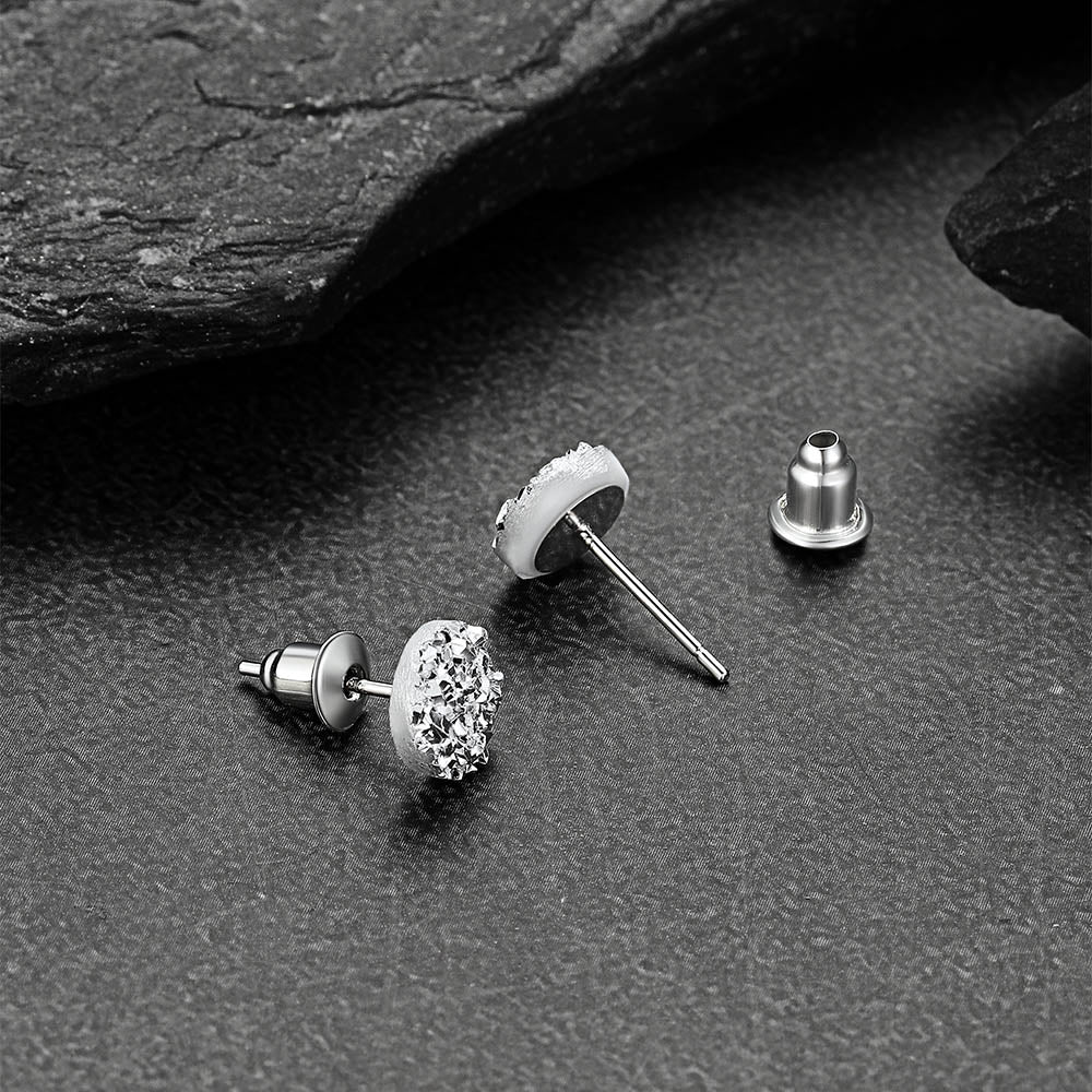 fashion diamond stud earrings in sterling silver for men