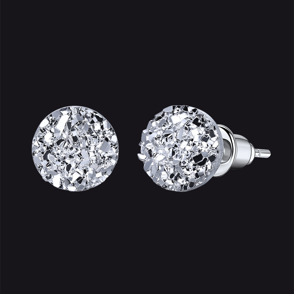 white diamond stud earrings in sterling silver for women