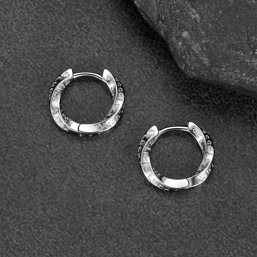 Durable copper Mobius hoop earrings engraved with Luck