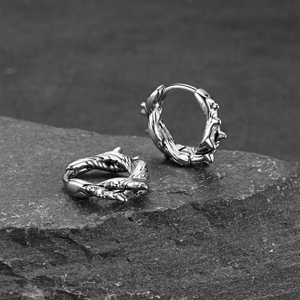 Punk Spike Thorns Hoop Earrings for Men