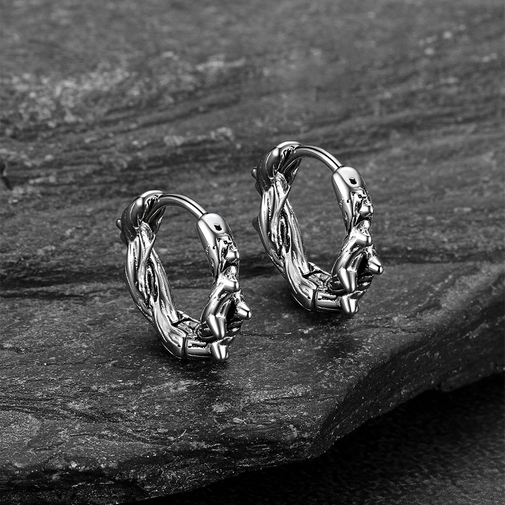 Gothic punk spiked hoop earrings dark metal style