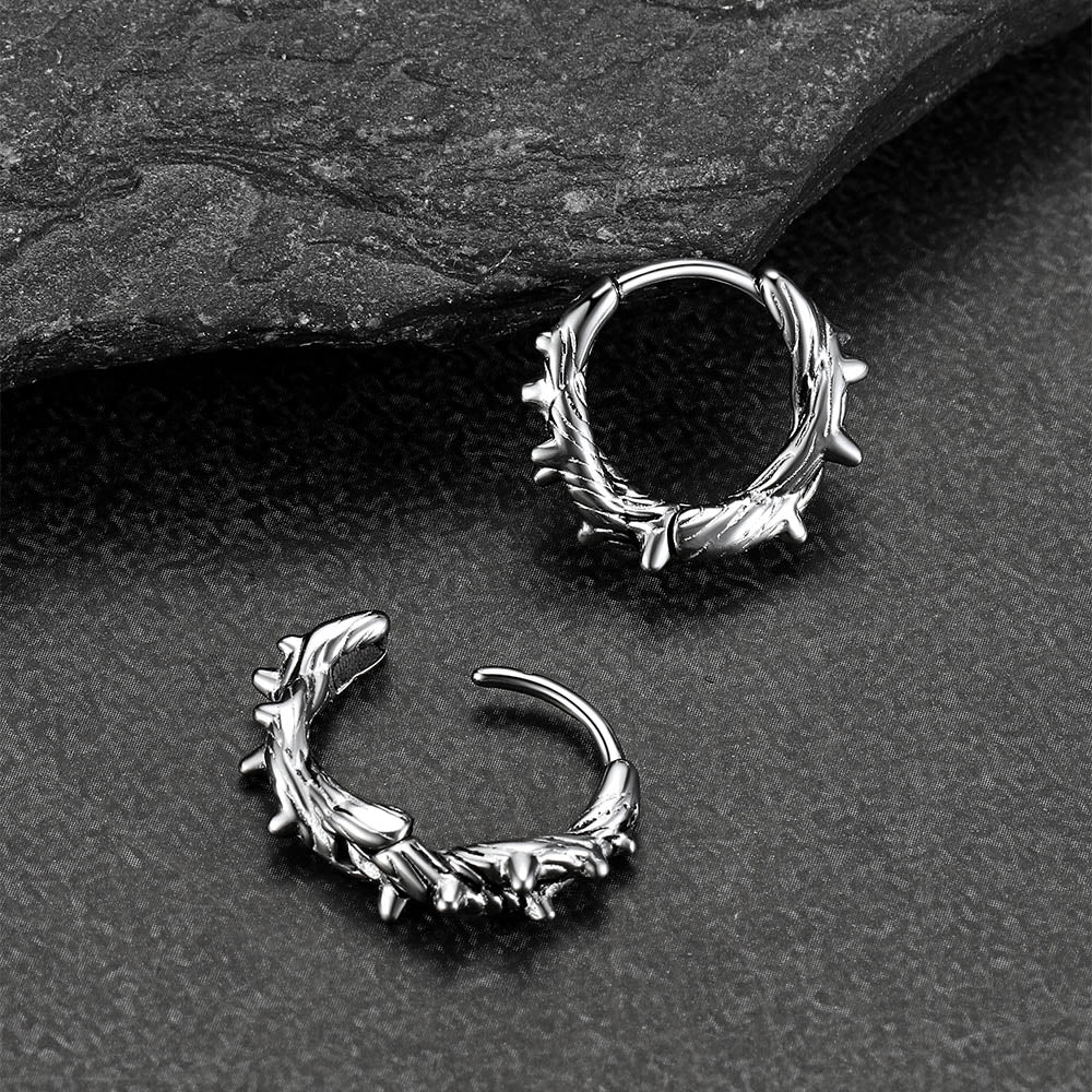 Alternative fashion men’s hoop earrings with spikes