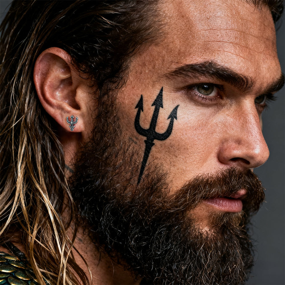 Poseidon Trident Cross Stud Earring