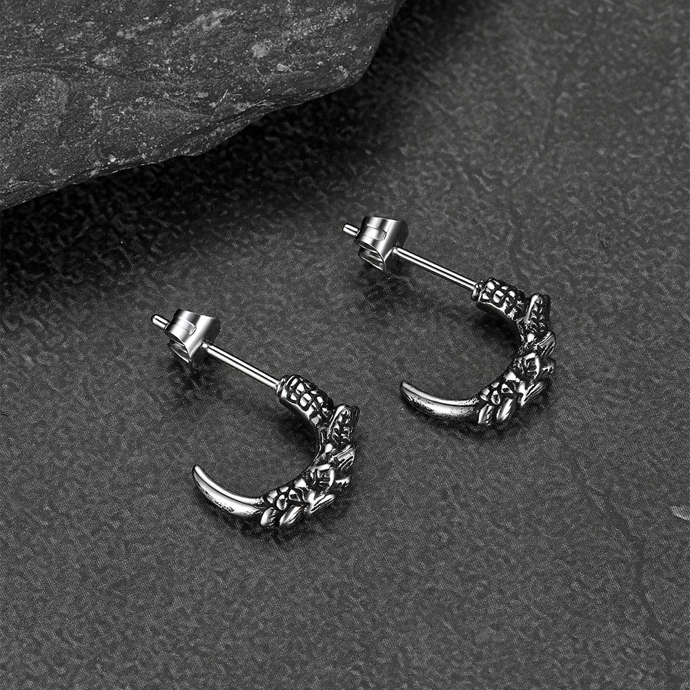 Native American eagle claw earrings for men in dark finish