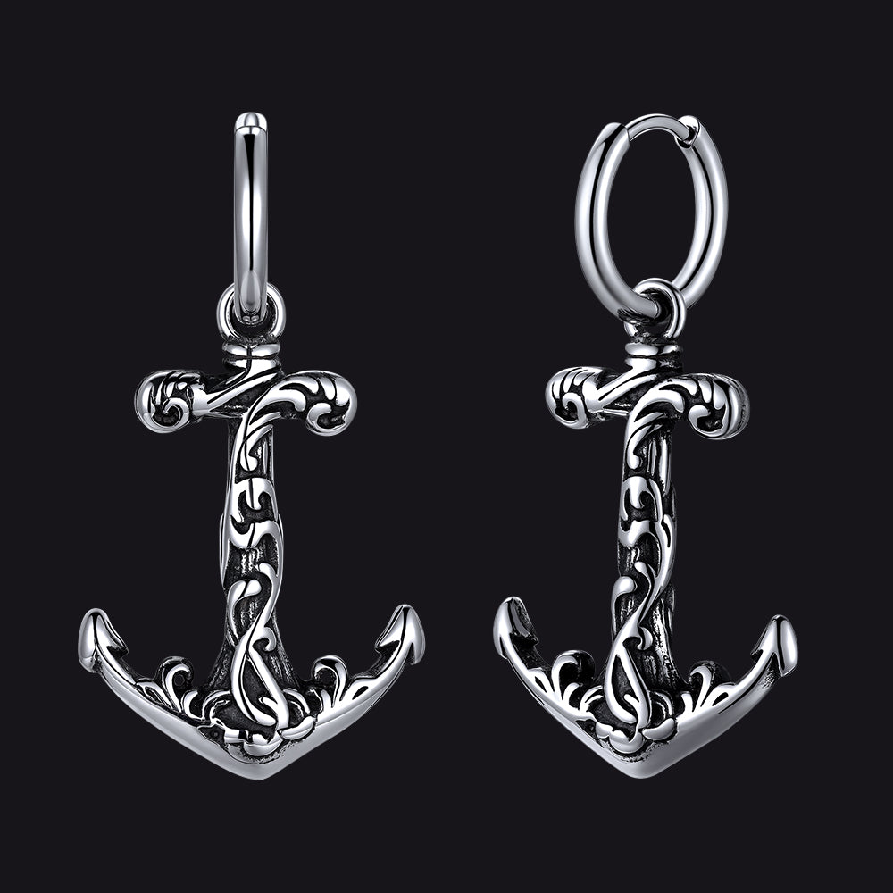 Vintage Viking anchor drop earrings for men