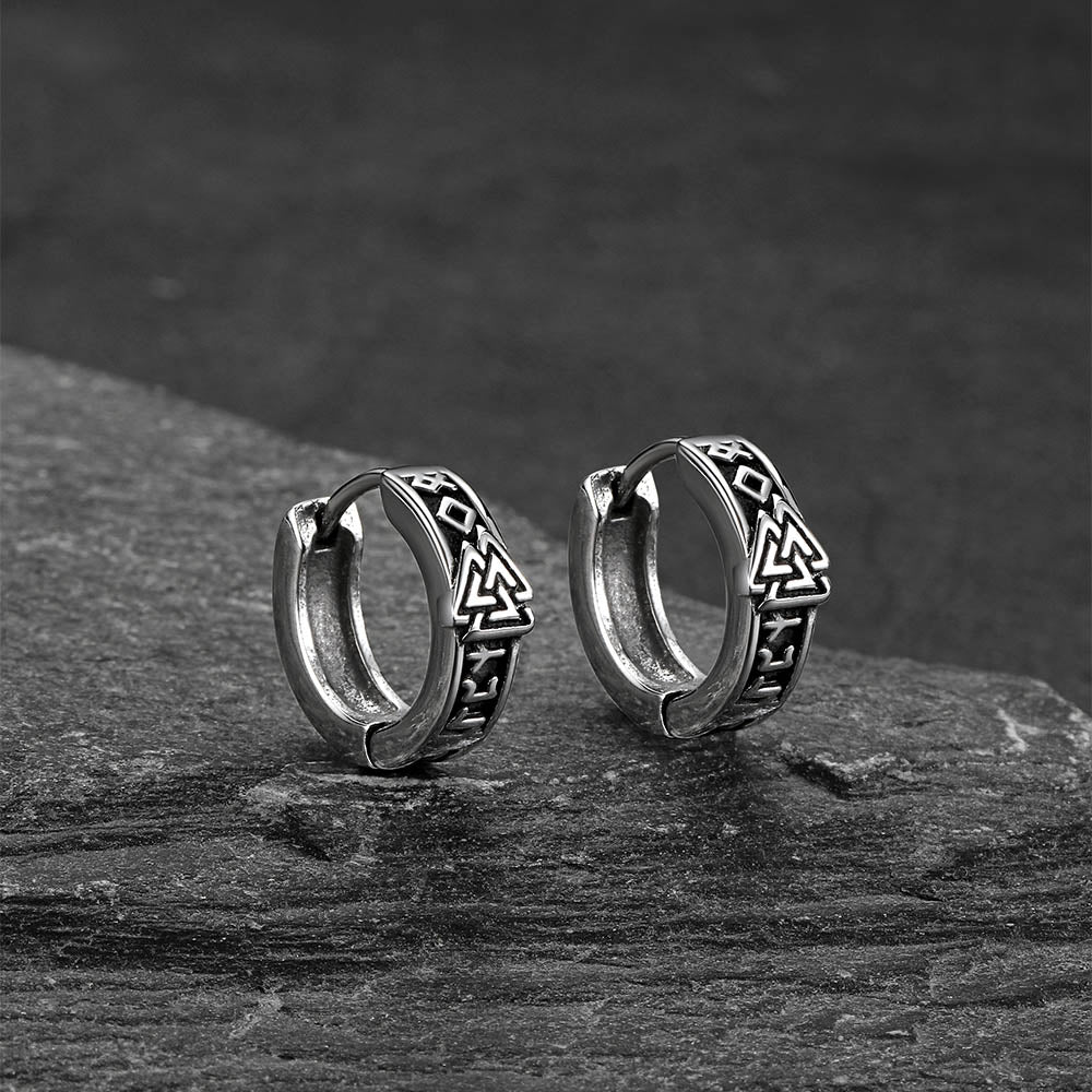 Norse mythology inspired Valknut hoop earrings