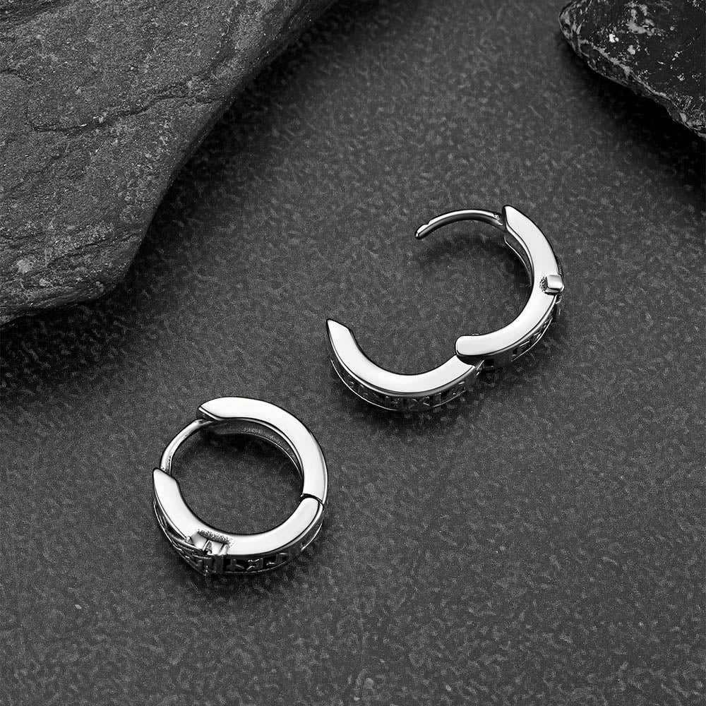 Bold rune hoop earrings Norse jewelry for men