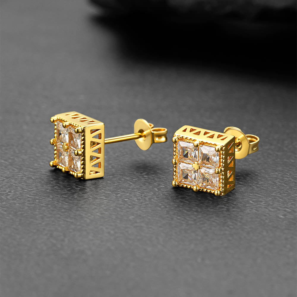 men’s hip hop diamond look earrings