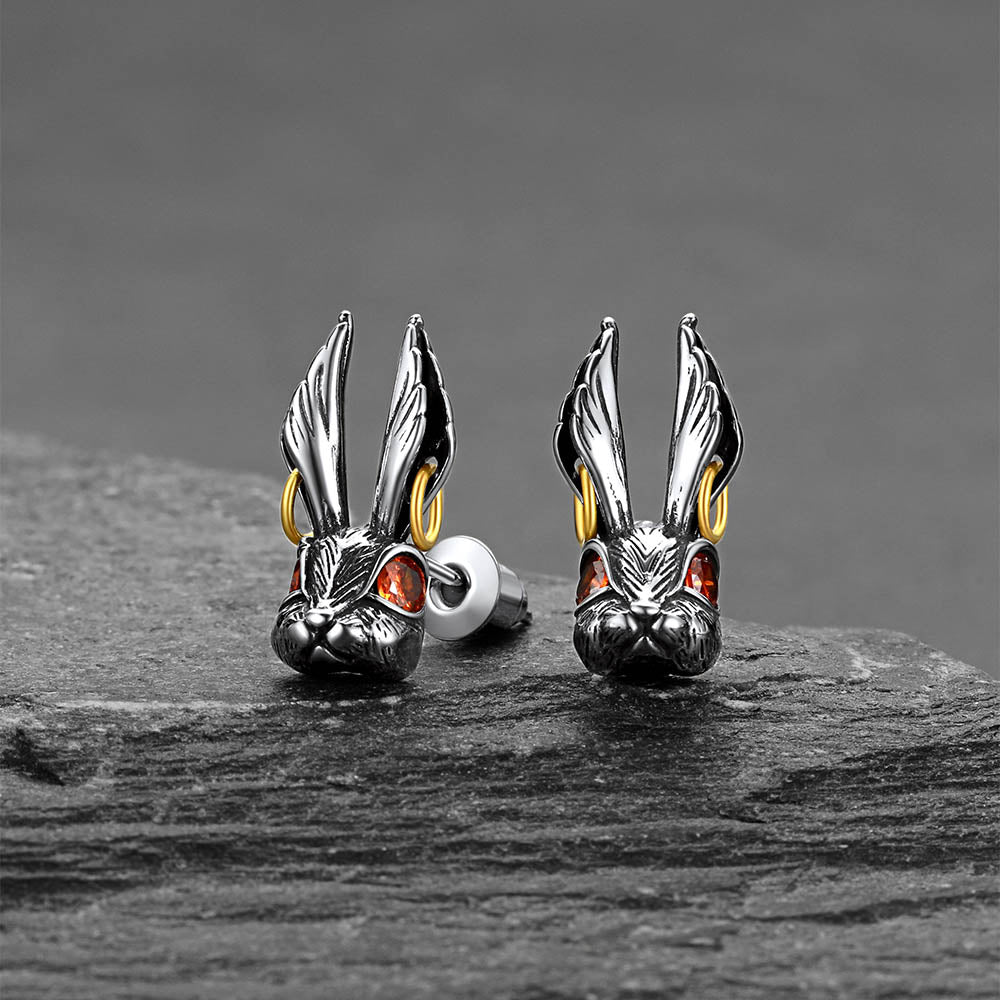 whimsical Alice rabbit stud earrings