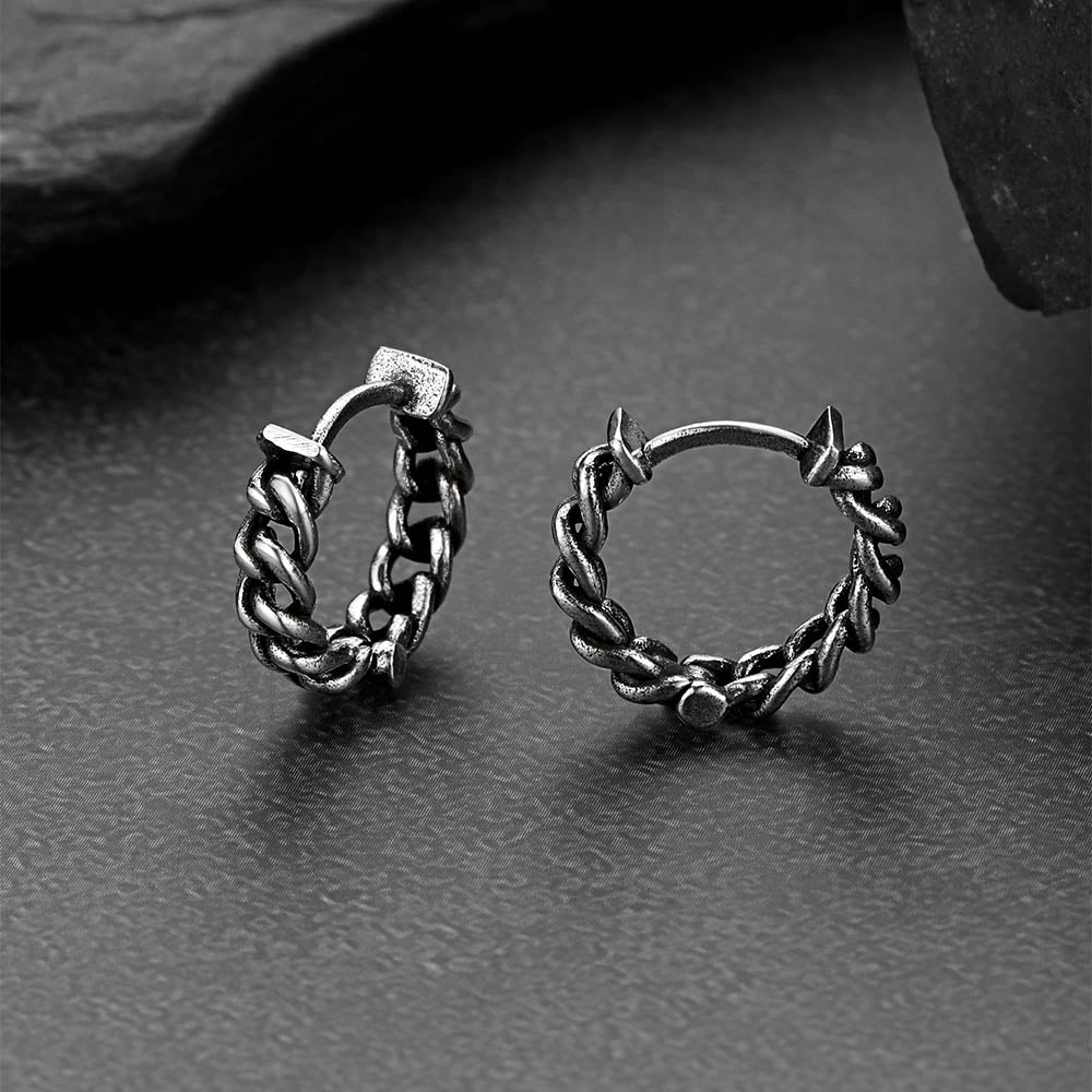 Tribal Vintage Chain Link Hoop Earrings