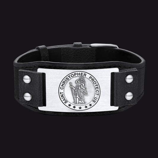 Saint Christopher PU Leather Bracelet for Menimg