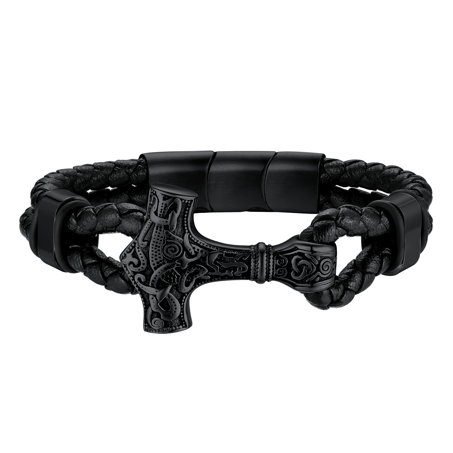 FaithHeart Viking Thor's Hammer Leather Bracelet For Men FaithHeart