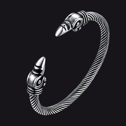 FaithHeart Viking Raven Cuff Bracelet Stainless Steel Vintage Bangle Bracelet FaithHeartimg