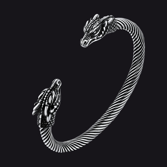 FaithHeart Viking Dragon Head Bangle Bracelet Cuff Bracelet For Men FaithHeartimg
