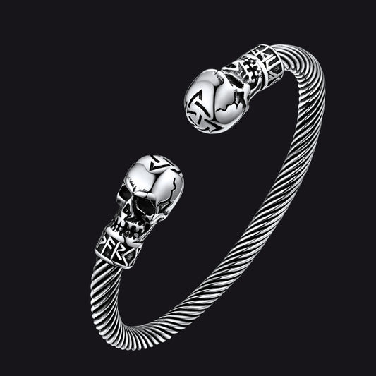 FaithHeart Skull Twisted Cable Cuff Bracelet Adjustable Bangle Bracelet FaithHeart