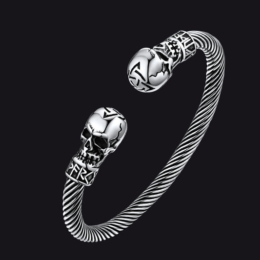 FaithHeart Skull Twisted Cable Cuff Bracelet Adjustable Bangle Bracelet FaithHeartimg