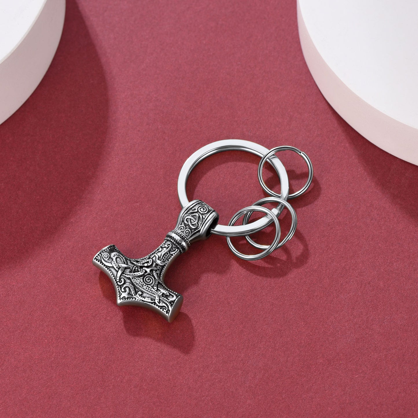 FaithHeart Norse Viking Thor Hammer Mjolnir Stainless Steel Keychain FaithHeart Jewelry