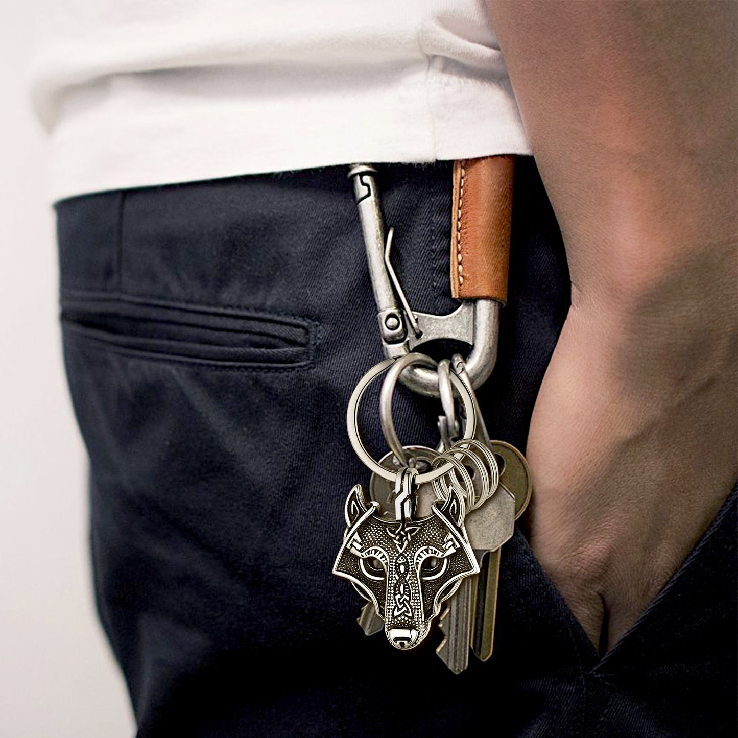 Viking Celtic Knot Wolf Head Keychain Amulet FaithHeart
