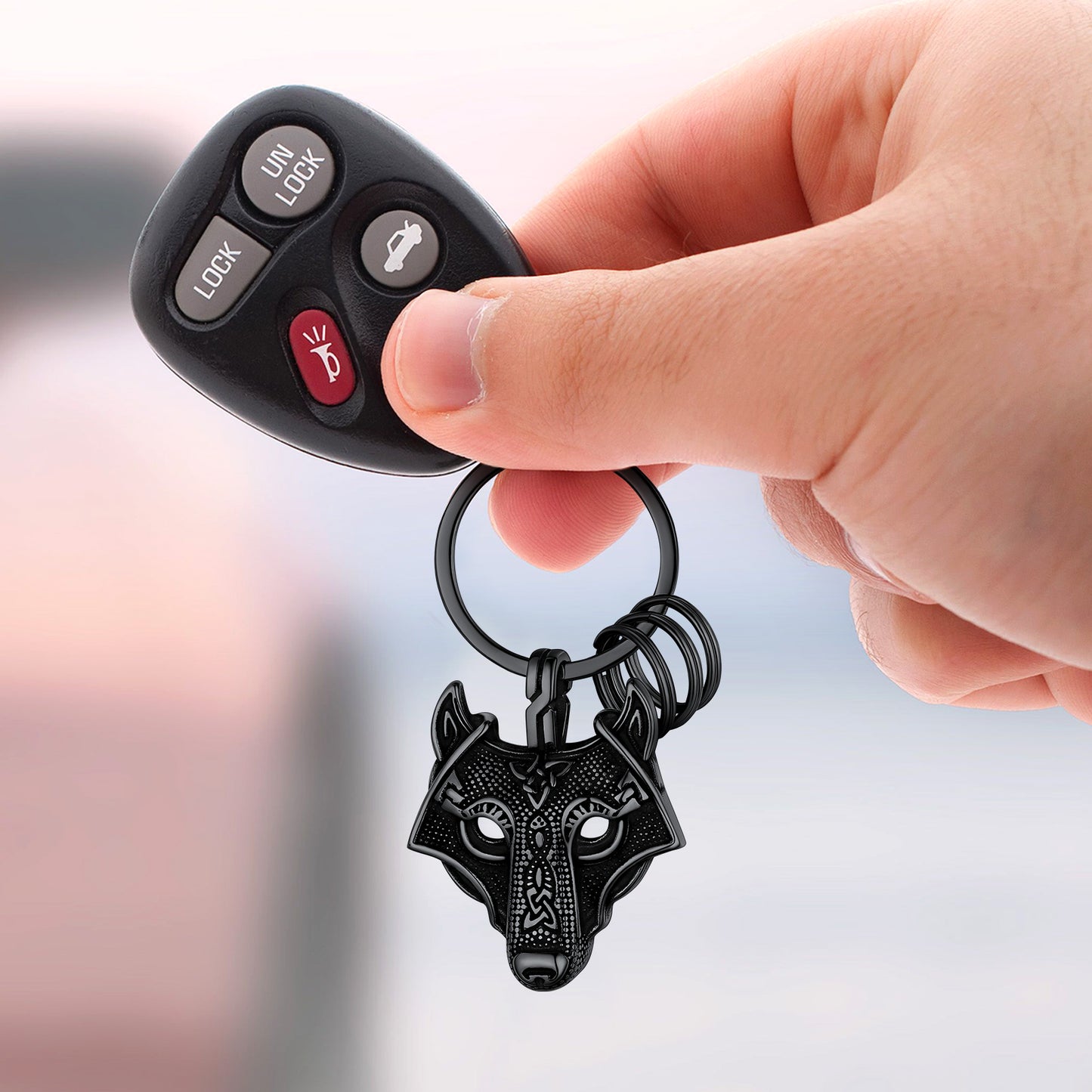 Viking Celtic Knot Wolf Head Keychain Amulet FaithHeart