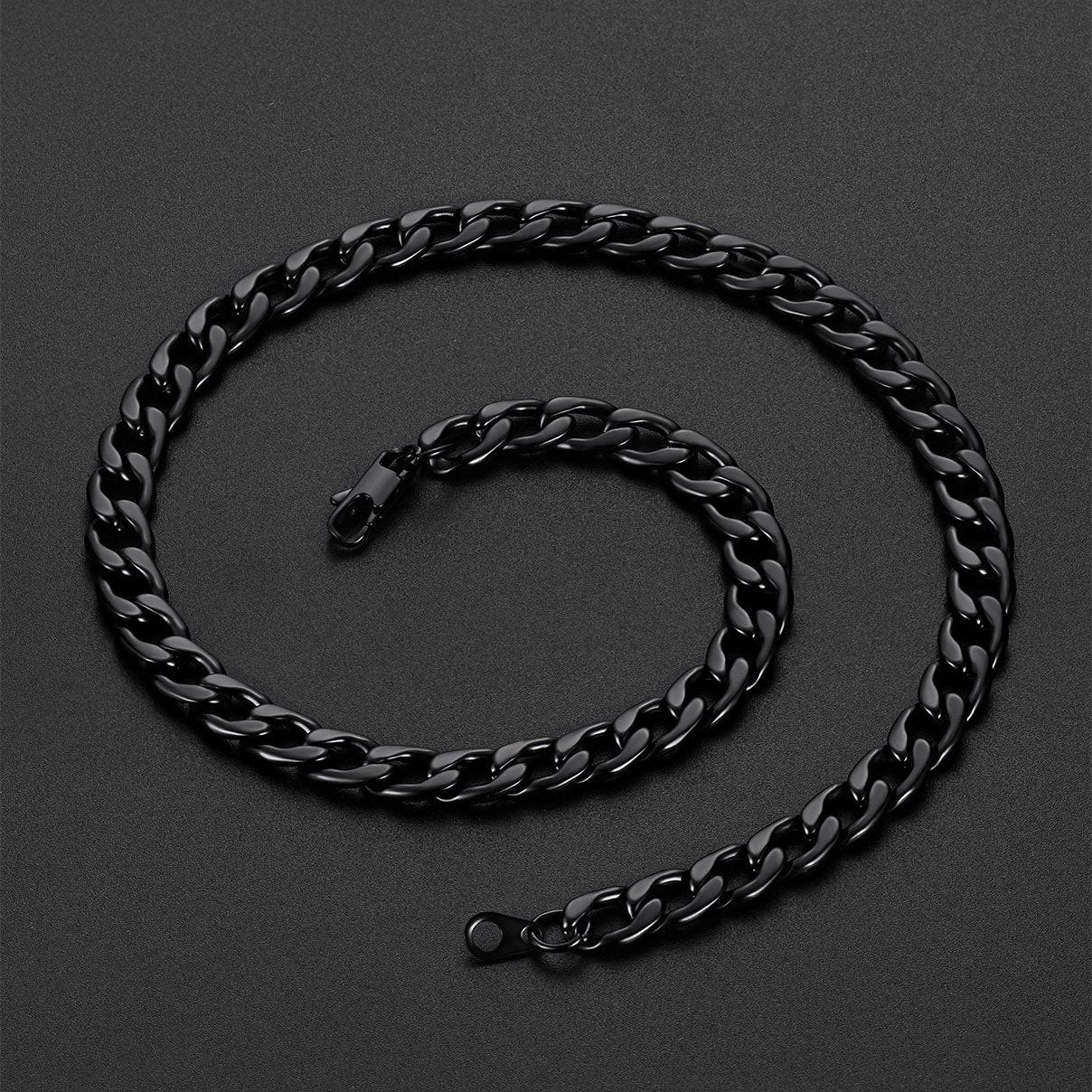Black Stainless Steel Cuban Link Chain Necklace, for men