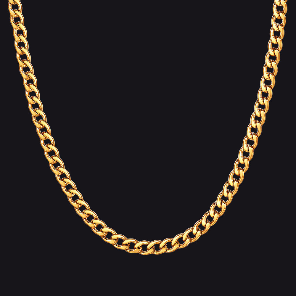 Gold Sturdy Cuban Link Chain Necklace Size