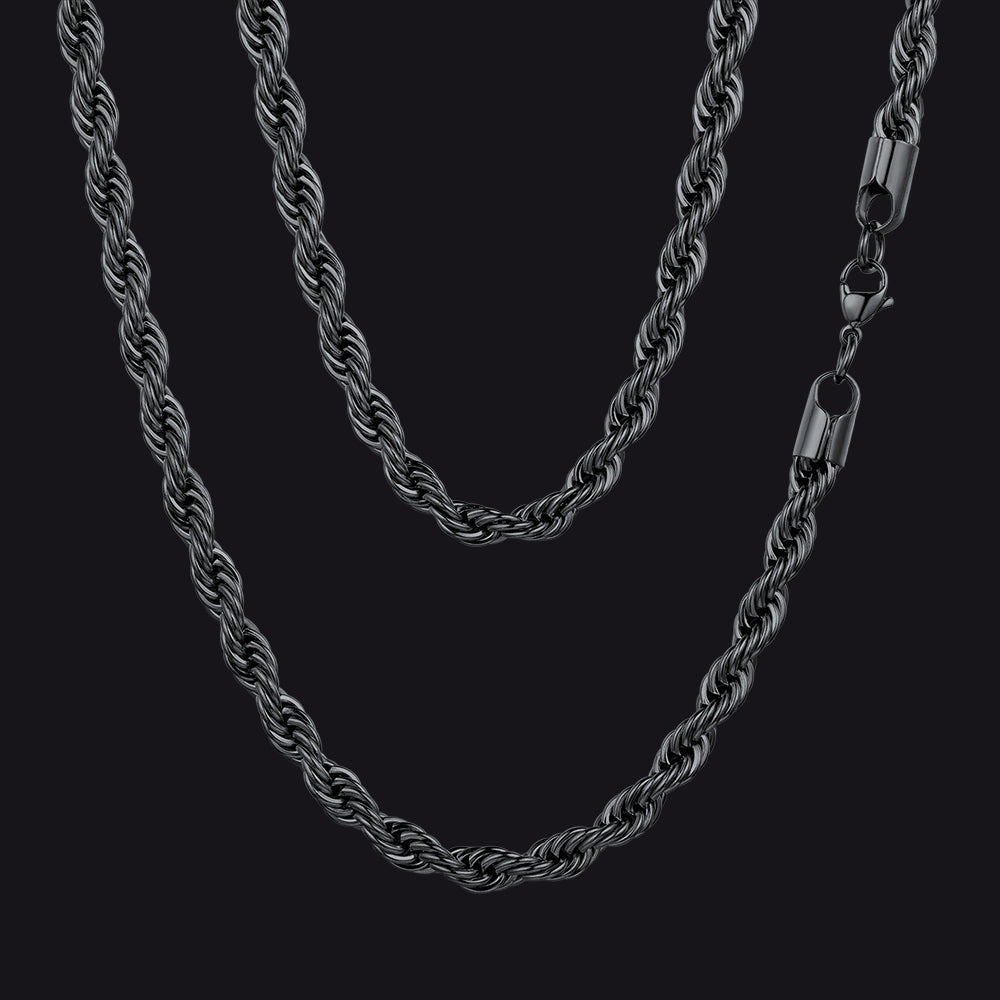 Twisted Rope Link Chain Stainless Steel Necklace for Men