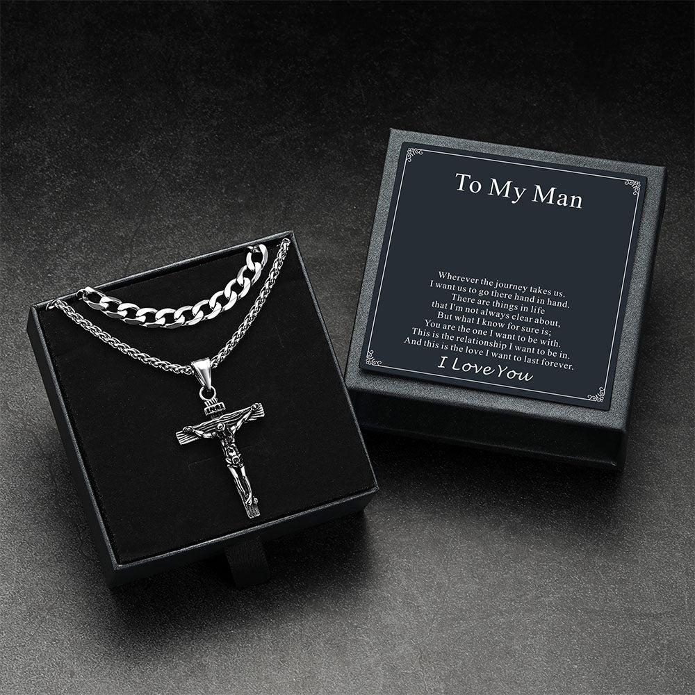 Birthday gift box with Jesus cross necklace and heartfelt message card