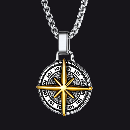 Vintage Polaris compass cross pendant necklaceimg