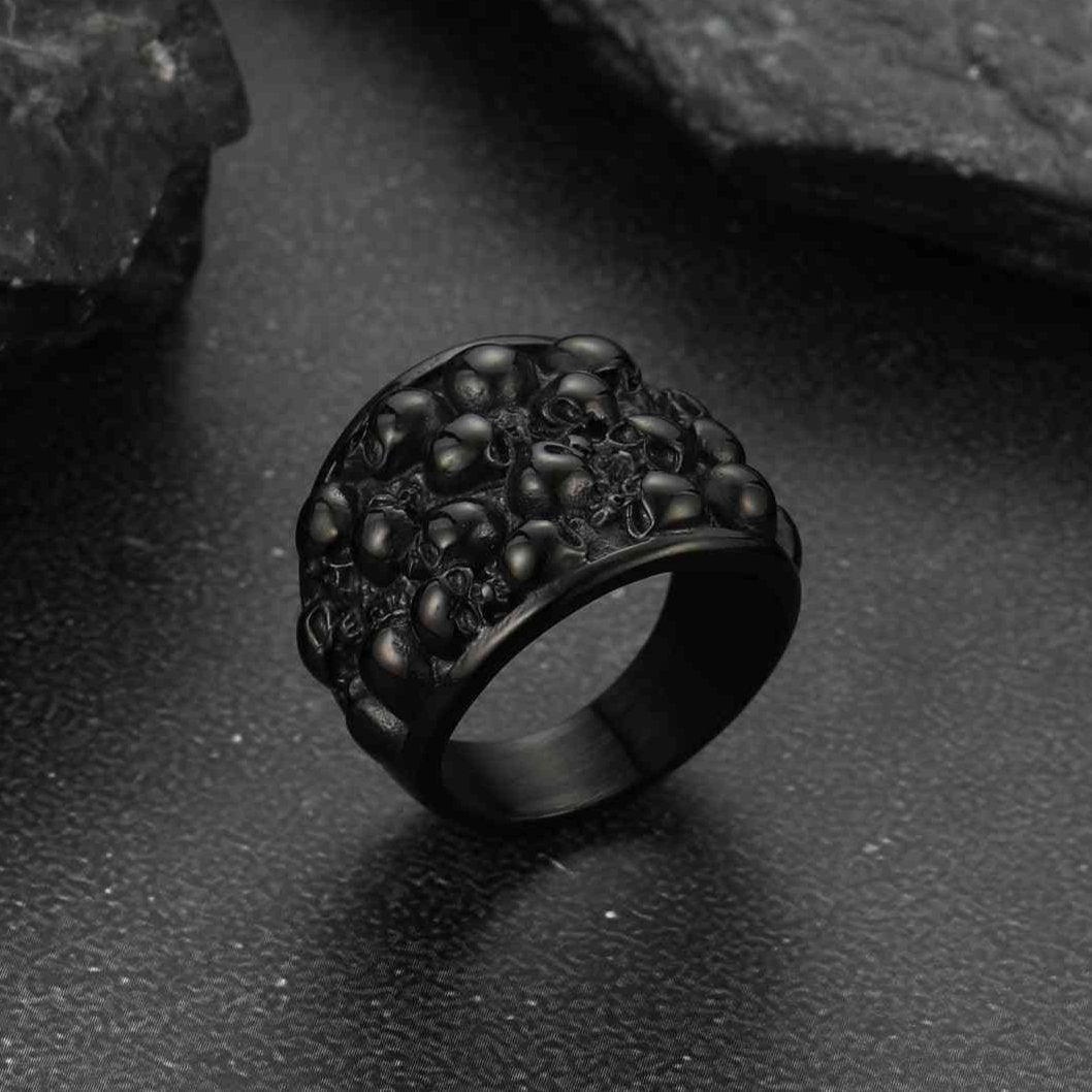 FaithHeart Biker Skeleton Multi Skull Band Ring For Men FaithHeart