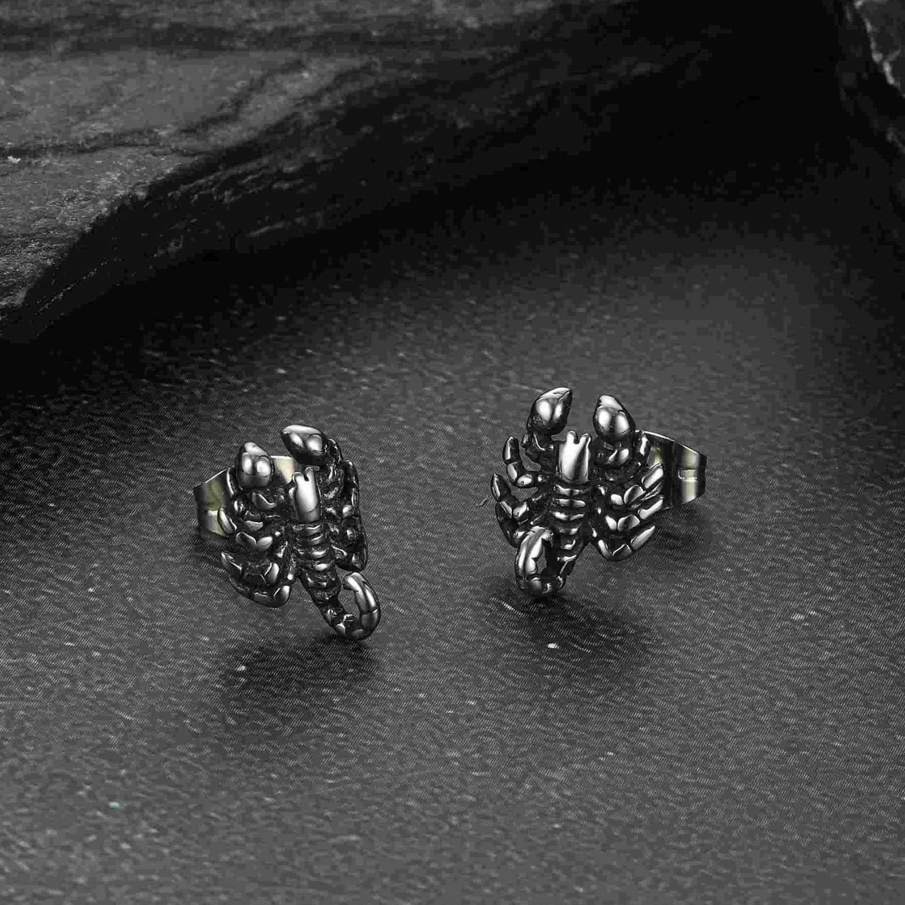 FaithHeart Gothic Scorpion Stainless Steel Stud Earrings For Men FaithHeart