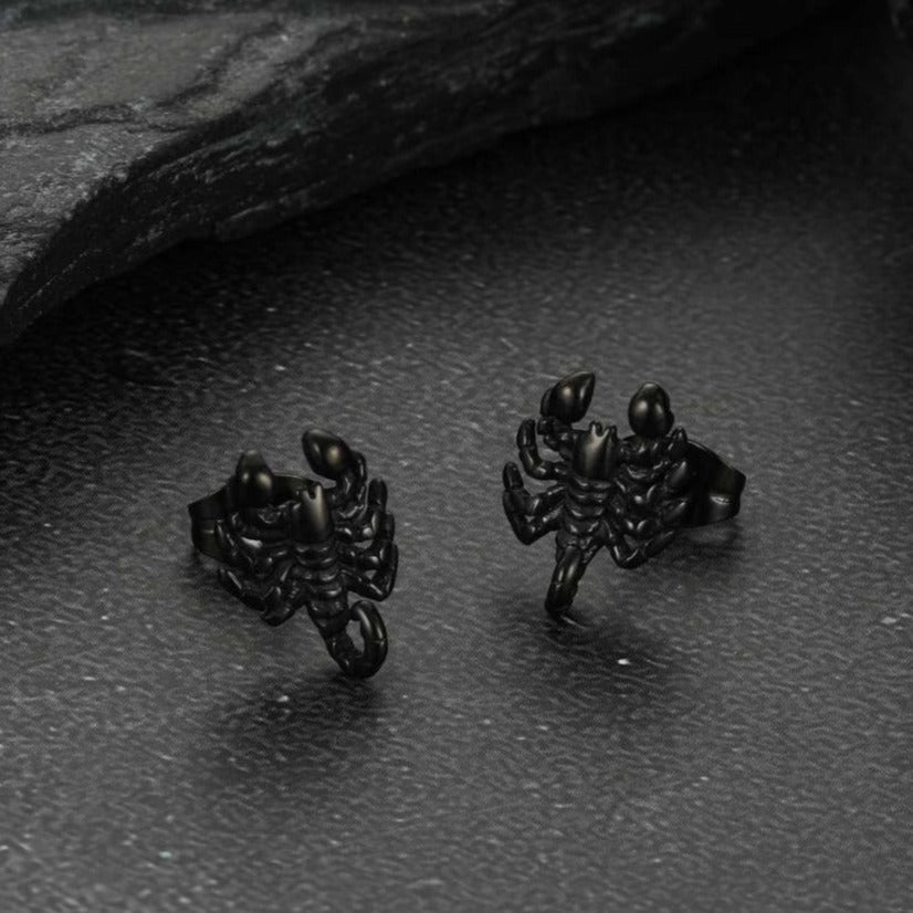 FaithHeart Gothic Scorpion Stainless Steel Stud Earrings For Men FaithHeart