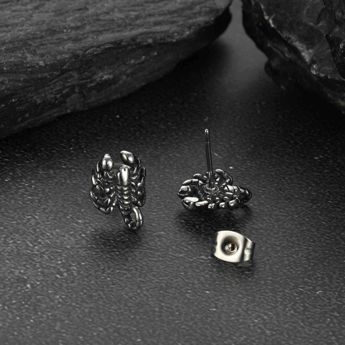 FaithHeart Gothic Scorpion Stainless Steel Stud Earrings For Men FaithHeart