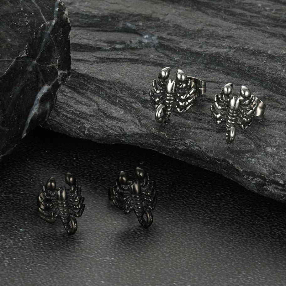 FaithHeart Gothic Scorpion Stainless Steel Stud Earrings For Men FaithHeart
