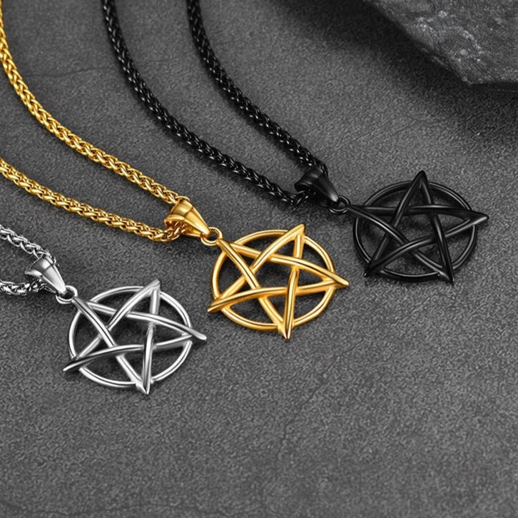 FaithHeart Tetragrammaton Pentagram Necklace for Men FaithHeart