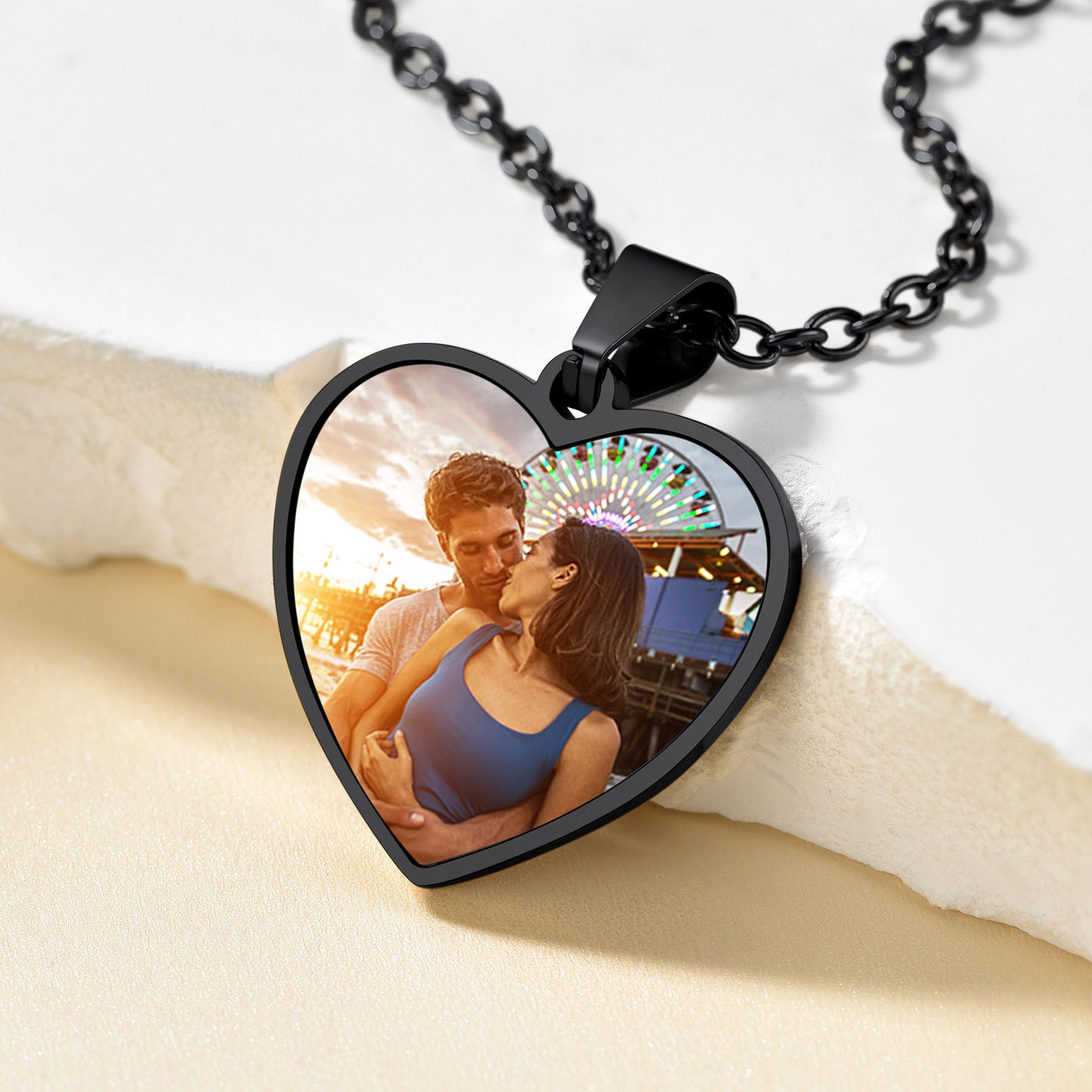 Customized Heart Photo Fingerprint Necklace for Women FaithHeart Jewelry