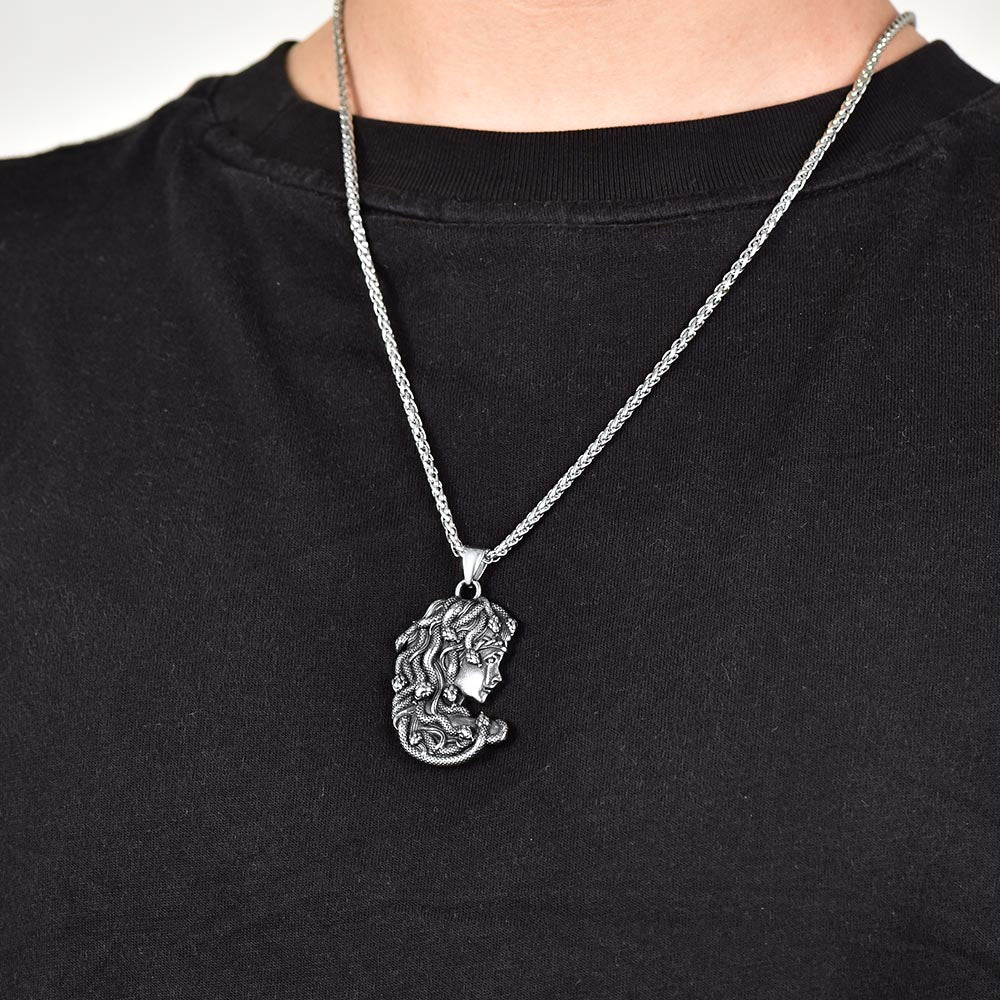 FaithHeart Medusa Gothic Pendant Necklace Stainless SteelGreek Mythology Jewelry FaithHeart