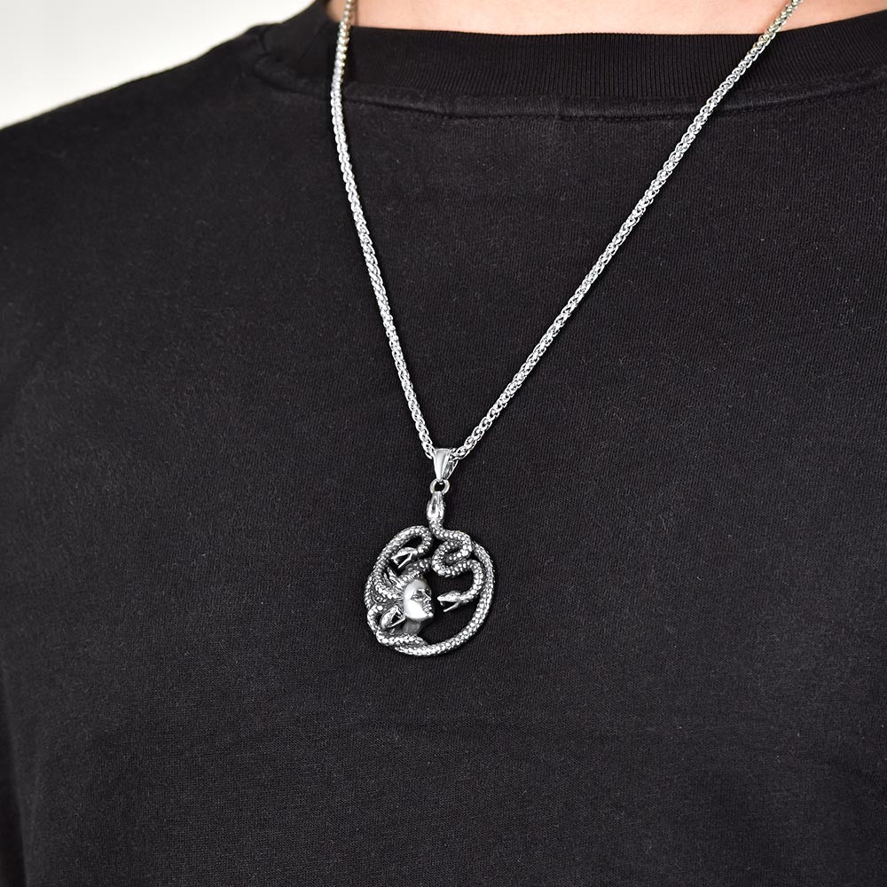 FaithHeart Mythology Medusa Gorgon Necklace Stainless Steel FaithHeart Jewelry