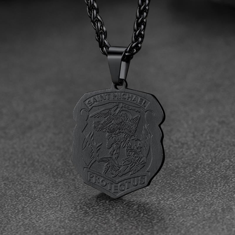 FaithHeart Archangel St. Michael Necklace Medal Shield Pendant for Men FaithHeart