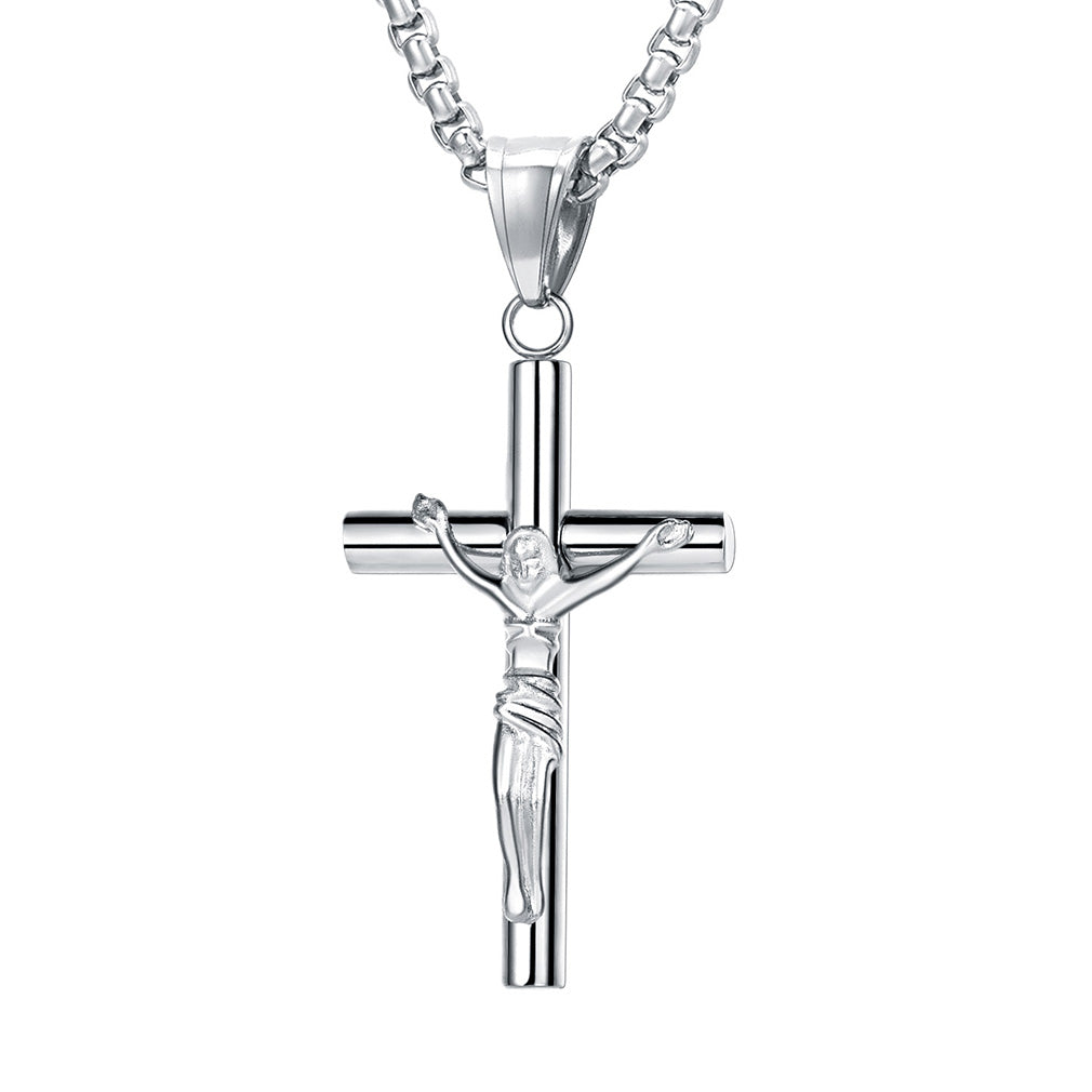Stainless Steel Christian Savior Cross Necklace for Men