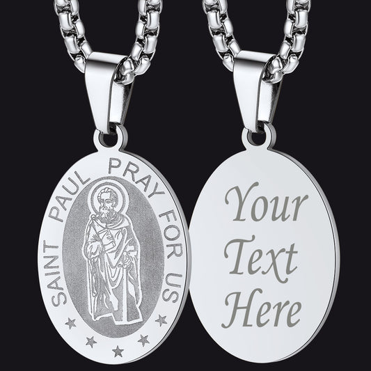 FaithHeart St Saint Paul Necklace Engraved Patron Saints Medal Jewelry FaithHeartimg