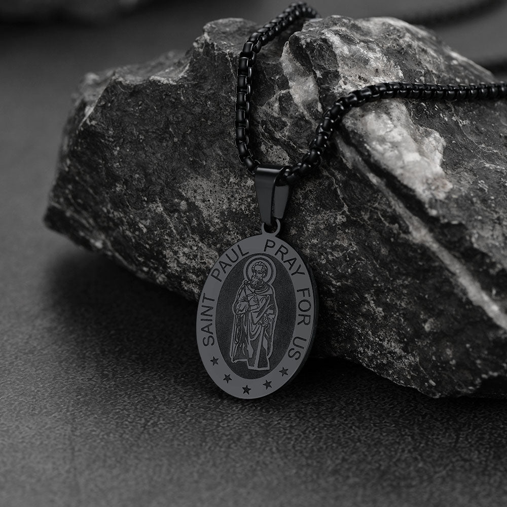 FaithHeart St Saint Paul Necklace Engraved Patron Saints Medal Jewelry FaithHeart